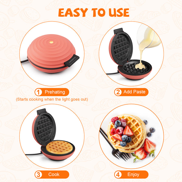 CROWNFUL 4 Inches Mini Waffle Maker