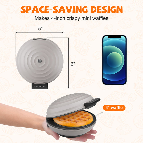 CROWNFUL 4 Inches Mini Waffle Maker